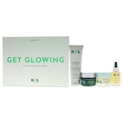 Kul CBD Get Glowing Kit By Kul CBD For Unisex - 4 Pc 4oz Exfoliating Cleanser, 1.7oz Anti-Aging Moisturizer, 1.7oz Night Repair Moisturizer, 1oz Glo Serum